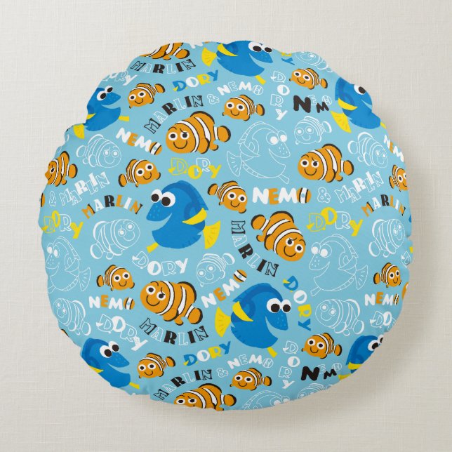 Coussins Ronds Trouver Nemo| Motif Dory et Nemo (Devant)