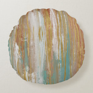 Coussins Ronds Turquoise, blanc, rouge ocre et or Abstrait
