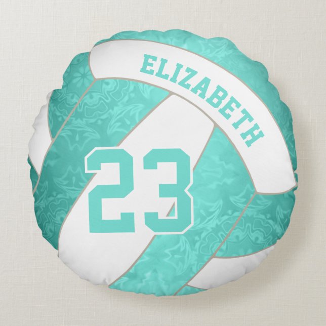 Coussins Ronds turquoise gradient turquoise artsy girls volleybal (Devant)