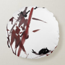 Tuschekunst avec escargot et bambou rouge