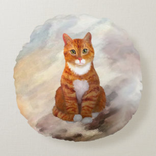 Coussins Ronds Tuxedo Orange Tabby Cat