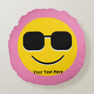 Coussins Ronds Type frais d'Emoji de lunettes de soleil