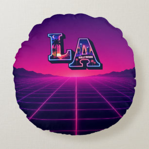 Coussins Ronds Typographie Art néon de style Californie des année