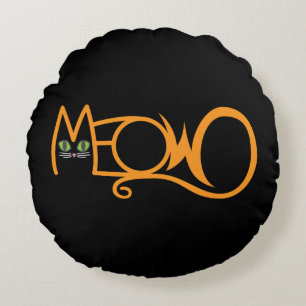 Coussins Ronds Typographie de chat MEOW ORANGE
