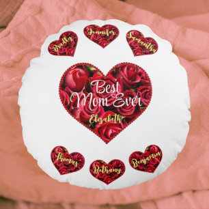 Coussins Ronds Typographie Meilleure maman Jour des mères moderne