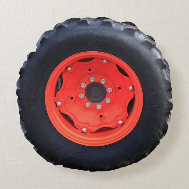 Coussins Ronds Tyr de tracteur de ferme Orange (Devant)