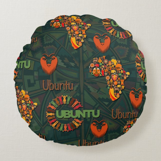Coussins Ronds Ubuntu - Je le suis parce que nous le sommes. (Devant)