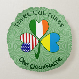 Coussins Ronds Ukraine Irlande États-Unis Trèfle Drapeau Personna