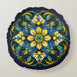 Coussins Ronds 💚 💙 💛 Un Azulejo Unique Élégance : Jardin de mi
