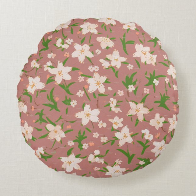 Coussins Ronds Un motif floral délicat (Devant)