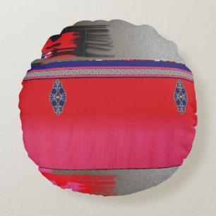 Coussins Ronds un tableau d'une femme en robe rose