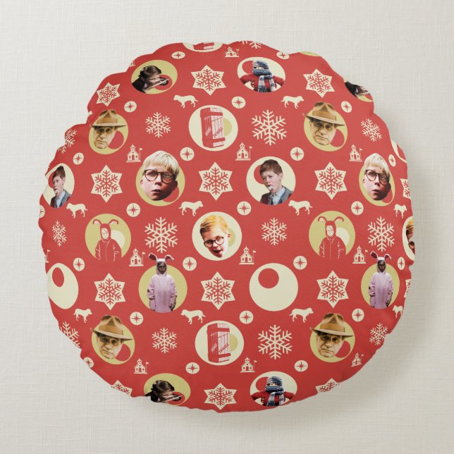 Coussins Ronds Une histoire de Noël Rétro Snowflake Motif (Devant)