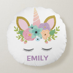 Coussins Ronds Unicorne magique parties scintillant de nom person