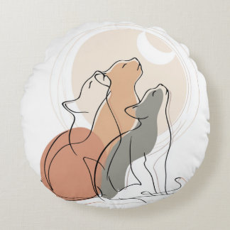 Coussins Ronds Unique Fox Howling at Moon Round Pillow
