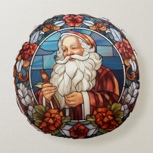 Coussins Ronds Vacances vintage Père Noël Faux en Verre