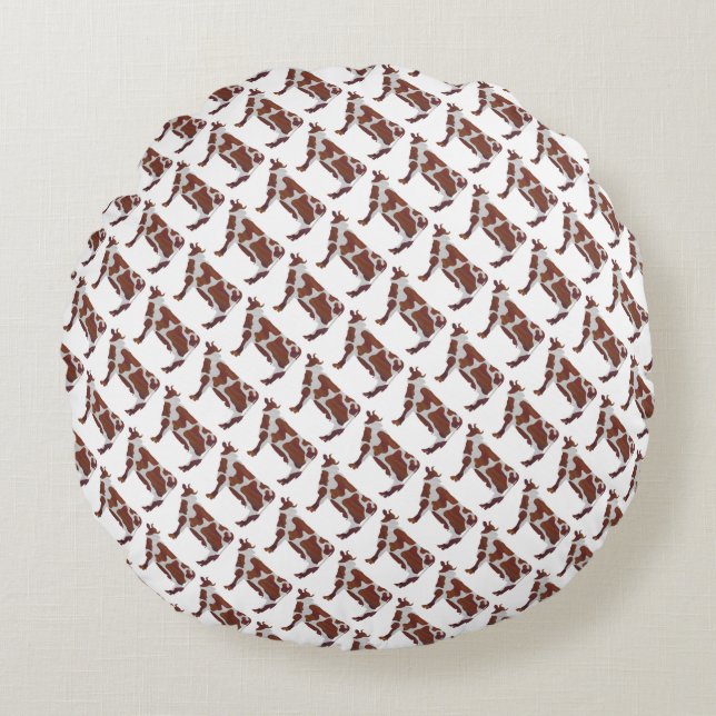 Coussins Ronds Vache Brown et blanche Silhouette (Devant)