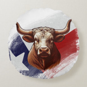 Coussins Ronds Vache longhorne du Texas