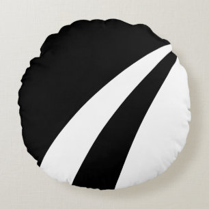 Coussins Ronds Vagues abstraites modernes noir et blanc