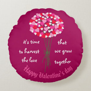 Coussins Ronds Valentine Bouquet de fleurs d'amour