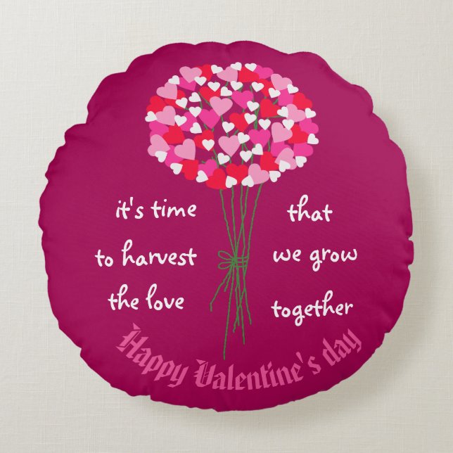 Coussins Ronds Valentine Bouquet de fleurs d'amour (Devant)