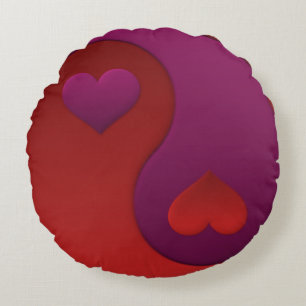 Coussins Ronds Valentine Hearts Yin Yang