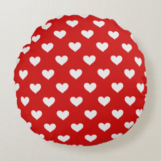 Coussins Ronds Valentines Day Red Love Hearts Round Pillow