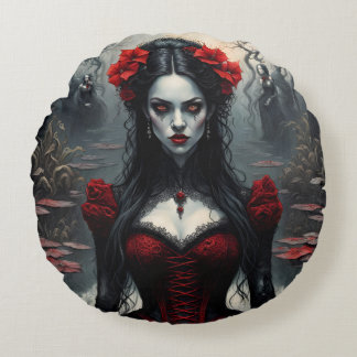 Coussins Ronds Vampire femmes et crâne sucré2, conception sur 1 c