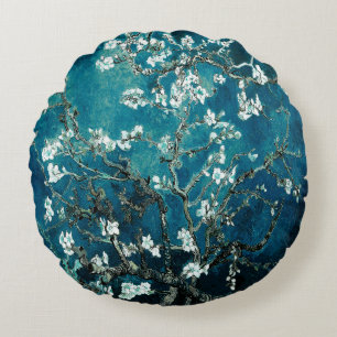 Coussins Ronds Van Gogh Almond Blossoms Dark Turquoise