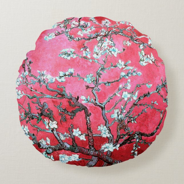 Coussins Ronds Van Gogh Almond Blossoms rouge bleu (Devant)