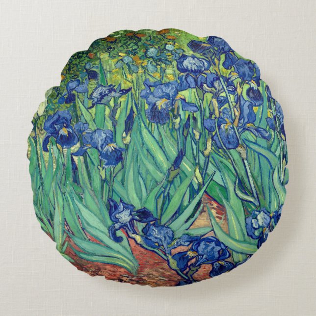 Coussins Ronds Van Gogh Art Irises (Devant)