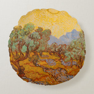 Coussins Ronds Van Gogh Olive Trees Soleil Jaune Ciel