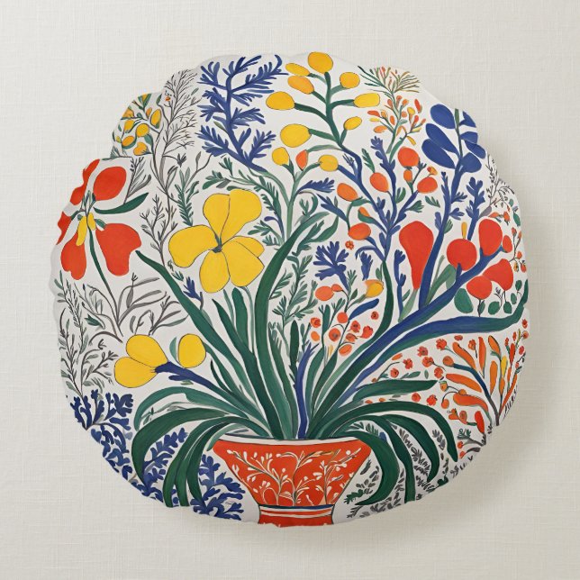 Coussins Ronds Vase et fleurs sauvages  (Devant)