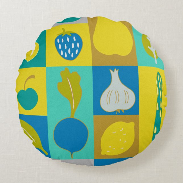 Coussins Ronds Veggie Blocks I (Devant)