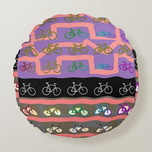 Coussins Ronds Vélos multicolores (Devant)