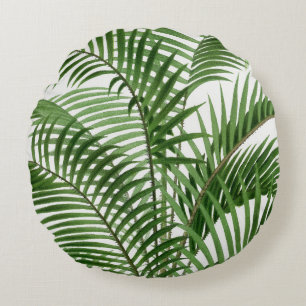 Coussins Ronds Verdure tropicale Aquarelle Palm Tree Feuilles