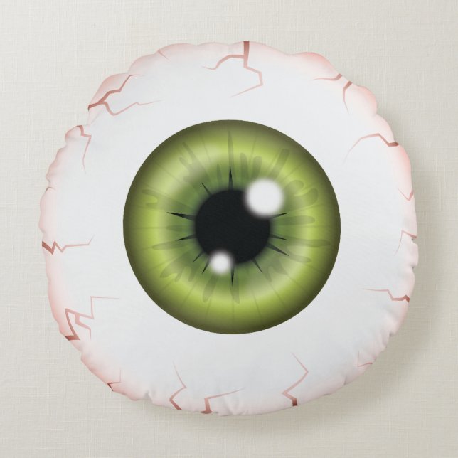 Coussins Ronds Vert Iris Eyeball Effrayant Saignant Oeil Hallowee (Devant)