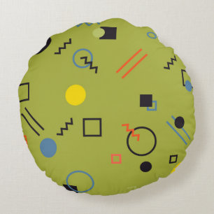 Coussins Ronds Vert, moderne, cool, tendance, urbain, Memphis mot
