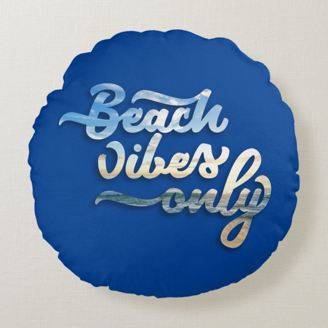 Coussins Ronds Vibes Plage seulement Typographie (Devant)