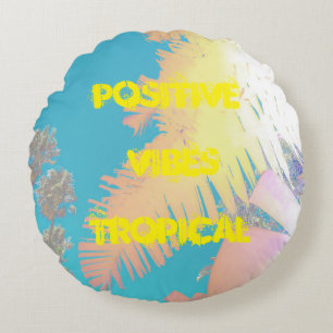 Coussins Ronds Vibes positives Palmiers tropicaux