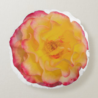 Coussins Ronds Vibrant Yellow and Pink Rose Round Pillow