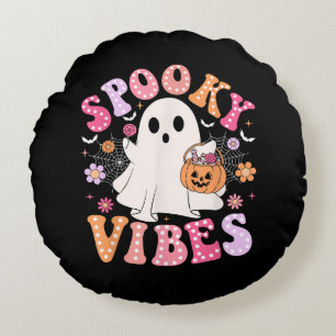 Coussins Ronds Vibrations Effrayantes Fantôme Rétro Groovy Hallow