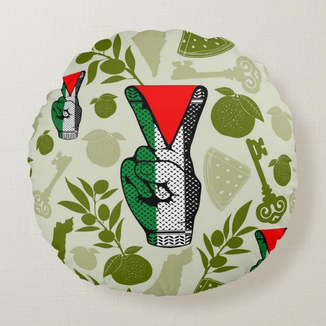 Coussins Ronds Victory Sign Hand Resistance Red Triangle Symbol (Devant)