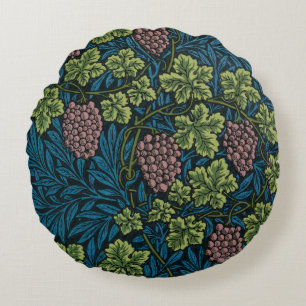 Coussins Ronds Vignes avec grappes de raisins roses