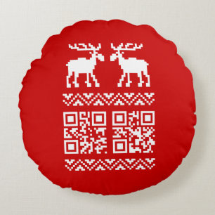 Coussins Ronds Vilain Sweater QR Code Bonne année!