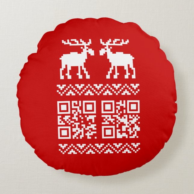 Coussins Ronds Vilain Sweater QR Code Bonne année! (Devant)