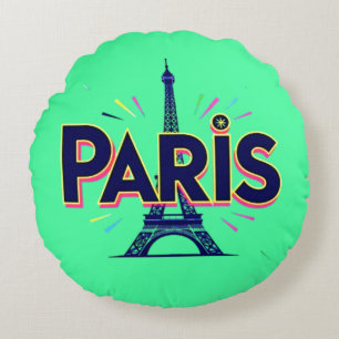 Coussins Ronds Ville lumière : Téméraire Paris Typographie Art