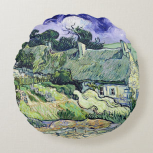 Coussins Ronds Vincent van Gogh a couvert des cottages de