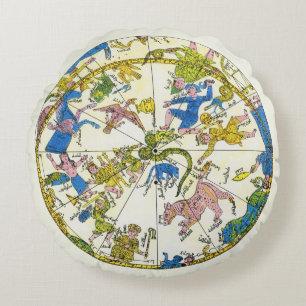 Coussins Ronds Vintage céleste, sphère arabe, constellations