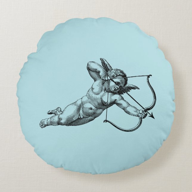 Coussins Ronds Vintage Cherub Cupid Love (Devant)