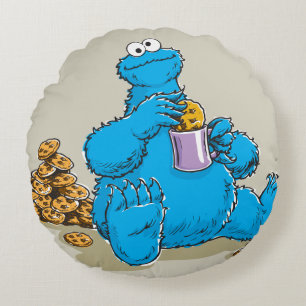 Coussins Ronds Vintage Cookie Monster Manger Cookies